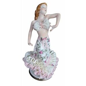 Vintage Dresden German Porcelain Lace Flamenco Dancer Figurine 9.25”